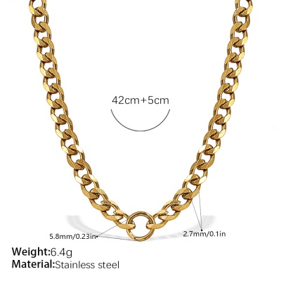 Wholesale 18K Gold-Plated Stainless Steel O-Shaped Cuban Necklace – Color-Fast-OJ55 - Image 2