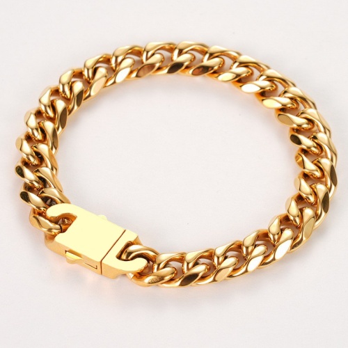 Stainless Steel Six-Sided Faceted Cuban Bracelet-LY121 - Image 2
