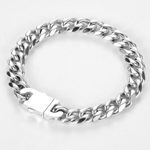 Stainless Steel Six-Sided Faceted Cuban Bracelet-LY121 - Image 3
