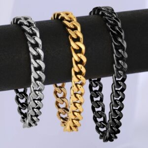 Stainless Steel Six-Sided Faceted Cuban Bracelet-LY121