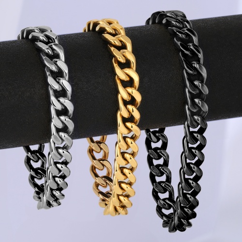 Stainless Steel Six-Sided Faceted Cuban Bracelet-LY121