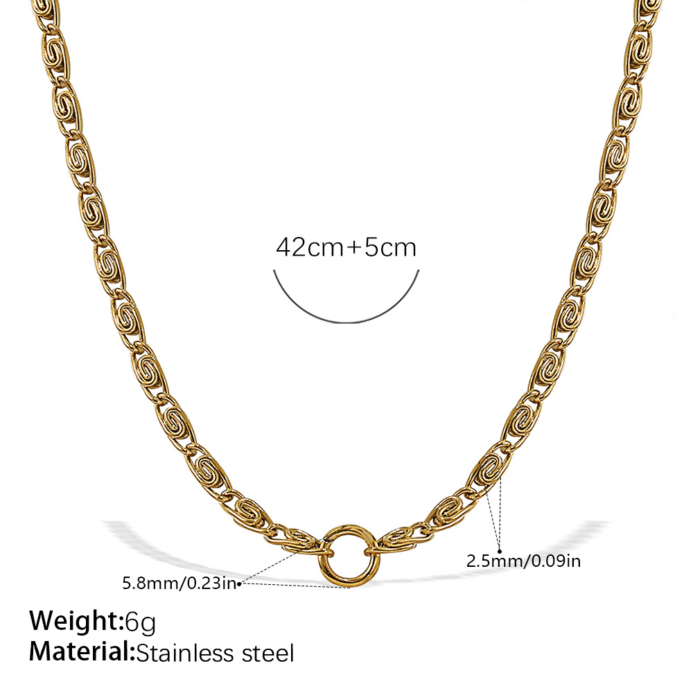 Wholesale 316L Stainless Steel O-Shaped Bow Tie Necklace with 18K Gold Plating (Waterproof)-OJ59 - Image 2