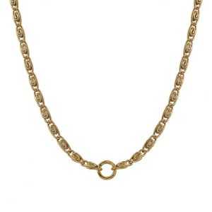 Wholesale 316L Stainless Steel O-Shaped Bow Tie Necklace with 18K Gold Plating (Waterproof)-OJ59