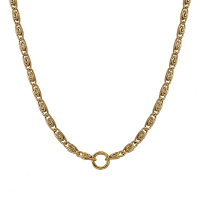 Wholesale 316L Stainless Steel O-Shaped Bow Tie Necklace with 18K Gold Plating (Waterproof)-OJ59