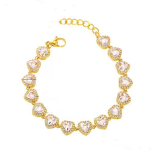 Stainless Steel Heart-Shaped Sugar Cube Zircon Bracelet-JY17