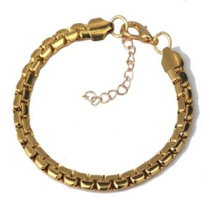 Wholesale 18K Gold-Plated Stainless Steel Flat Pearl Bracelet: Fashionable and Minimalist-LY023
