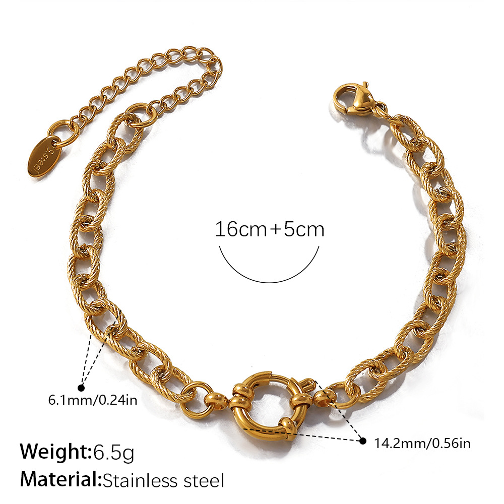 316L 18K Gold-Plated Stainless Steel Twisted Clasp bracelet-OJ62 - Image 2