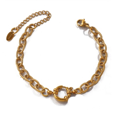 316L 18K Gold-Plated Stainless Steel Twisted Clasp bracelet-OJ62