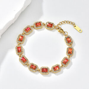 Stainless Steel Red Sugar Cube Bracelet-JY37