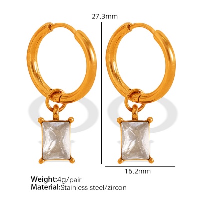 Wholesale 18K Stainless Steel Hoop Earrings with Zirconia—The Same Style as the Viral Trend-OJ21 - Image 5