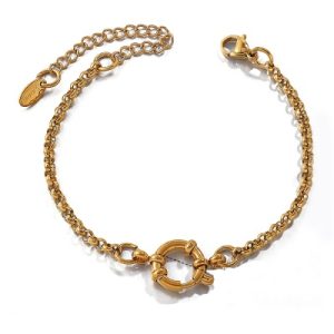 Wholesale PVD 18K Gold-Plated stainless steel round O-ring bracelets-OJ67