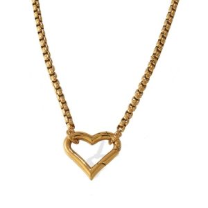 Wholesale 18K Gold-Plated Stainless Steel Heart-Shaped Clasp Box Chain-OJ28