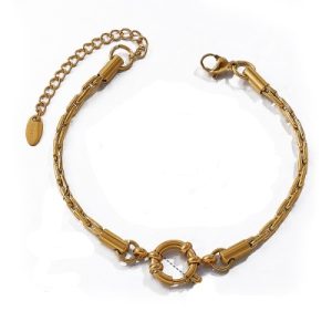 Wholesale PVD 18K Gold-Plated Stainless Steel Box-Link Bracelets-OJ68