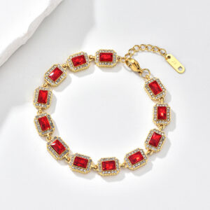 Deep red cubic zirconia necklace-JY10