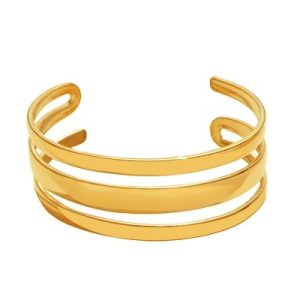 Wholesale 18K gold-plated stainless steel hammered open bracelets, European style-OJ26