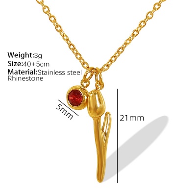 Wholesale 18K Stainless Steel Tulip Necklace for Women—A Best-Seller in Europe and the US-OJ36 - Image 2