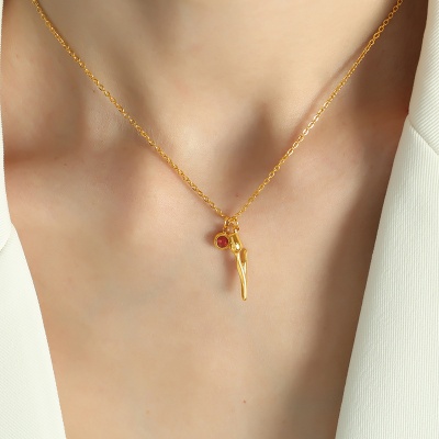 Wholesale 18K Stainless Steel Tulip Necklace for Women—A Best-Seller in Europe and the US-OJ36 - Image 4