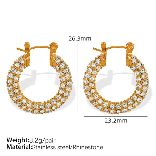 Wholesale: Elegant and Versatile 18K Stainless Steel Pearl and Rhinestone Earrings-OJ17 - Image 3