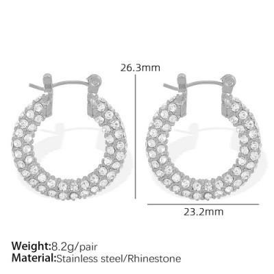 Wholesale: Elegant and Versatile 18K Stainless Steel Pearl and Rhinestone Earrings-OJ17 - Image 2