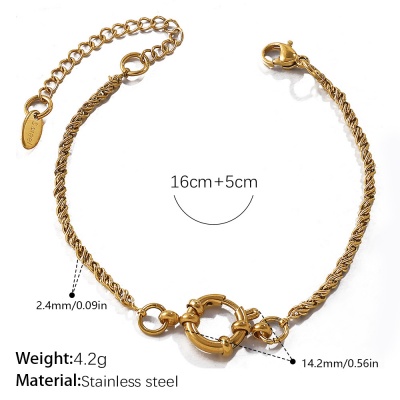 316L Waterproof Stainless Steel Paperclip Clasp Bracelet-OJ66 - Image 2