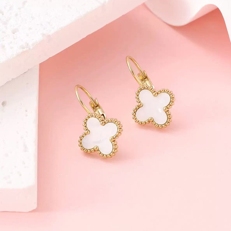 Stainless Steel Four-Petal Flower Earrings-JY210 - Image 4
