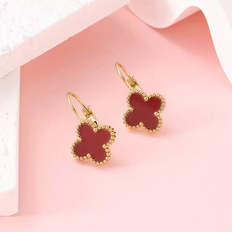 Stainless Steel Four-Petal Flower Earrings-JY210