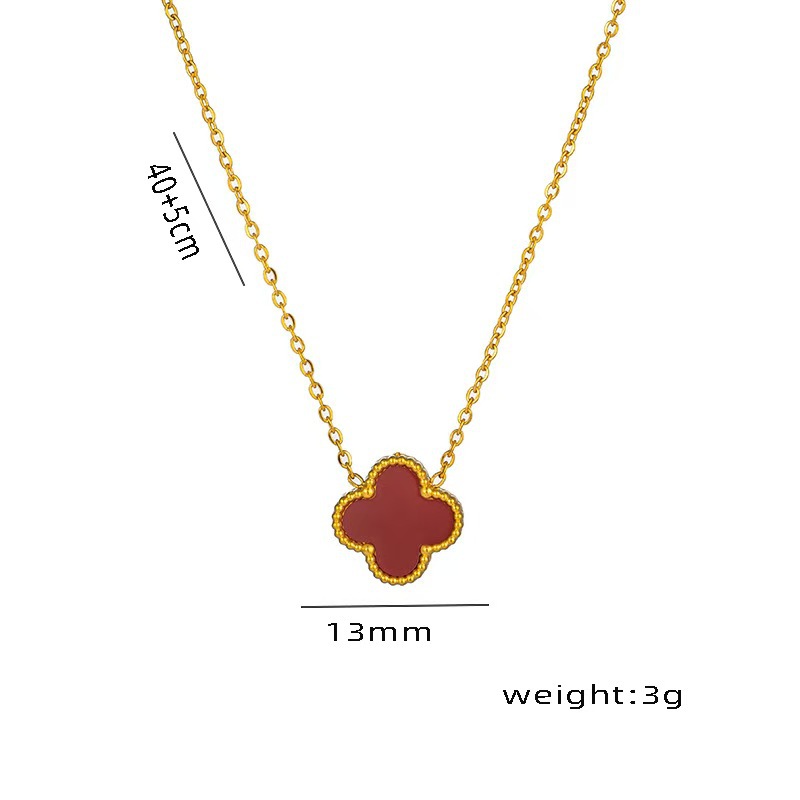 18K Gold-Plated 304 Stainless Steel Four-Leaf Clover Necklace - Image 4