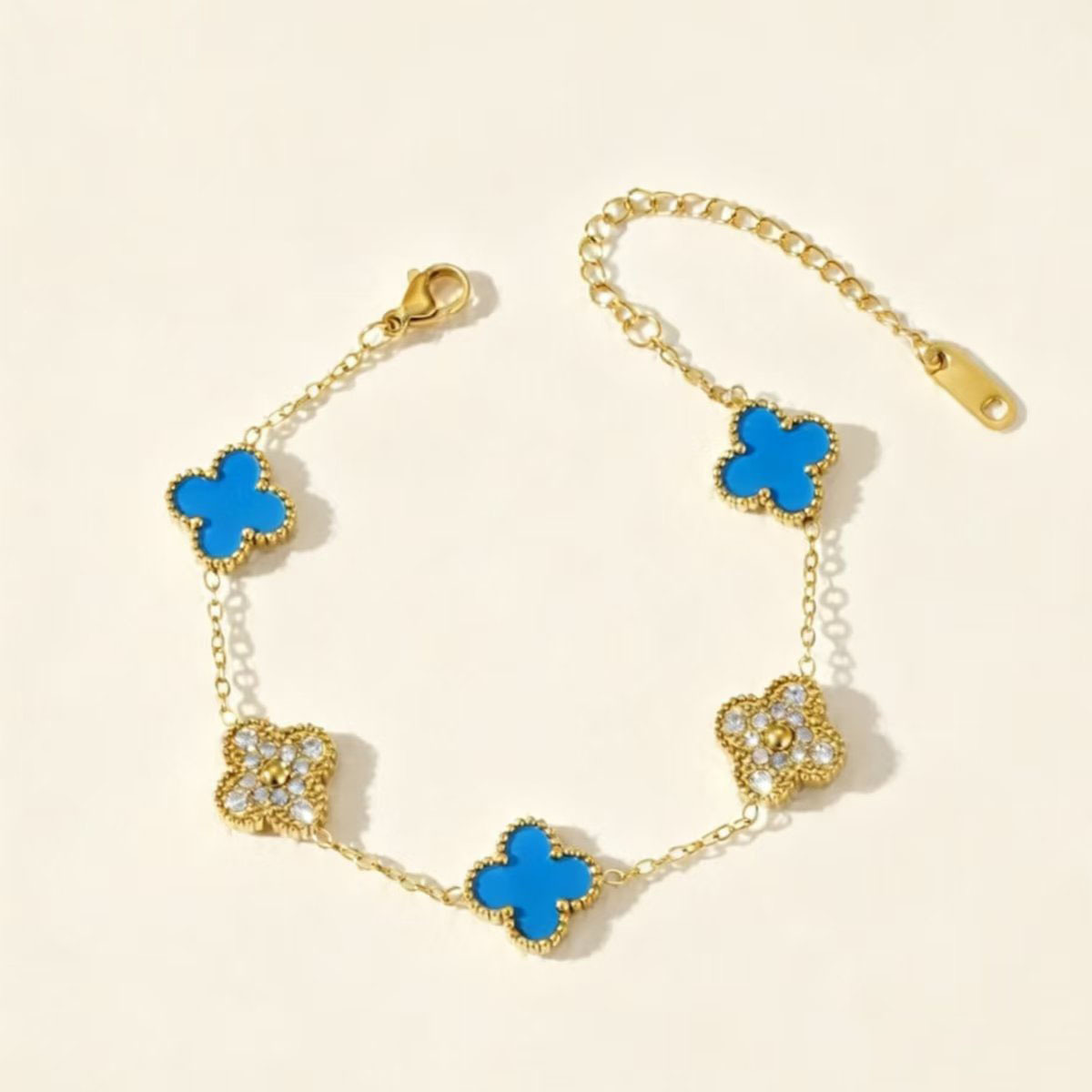18K Gold-Plated Stainless Steel Clover Bracelet with Zirconia - Image 7