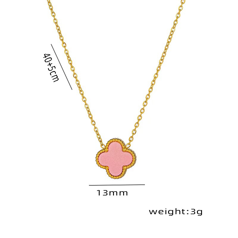 18K Gold-Plated 304 Stainless Steel Four-Leaf Clover Necklace - Image 5