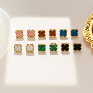 18K Gold-Plated Stainless Steel Four-Leaf Clover Stud Earrings