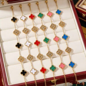 18K Gold-Plated Stainless Steel Clover Bracelet with Zirconia