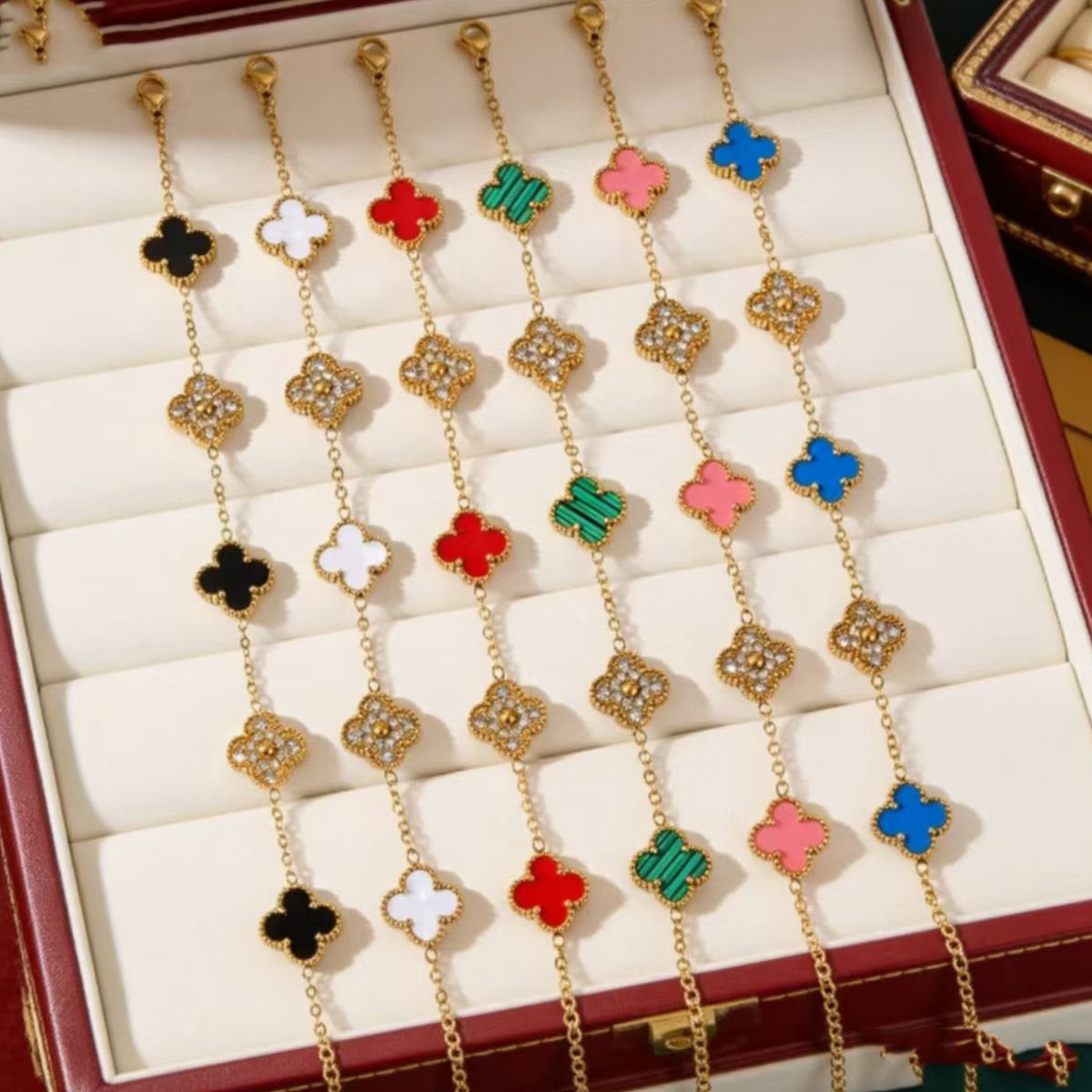18K Gold-Plated Stainless Steel Clover Bracelet with Zirconia