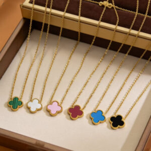 18K Gold-Plated 304 Stainless Steel Four-Leaf Clover Necklace