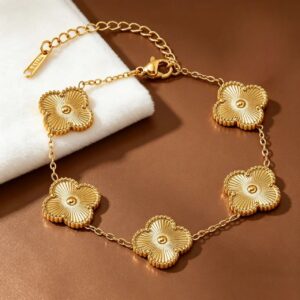 18K Gold-Plated Stainless Steel Four-Leaf Clover Bracelet