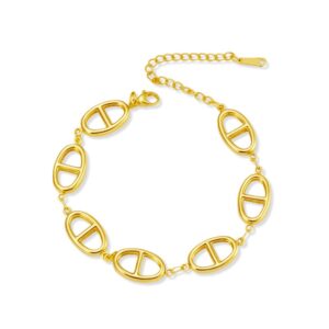 18K Gold-Plated Stainless Steel Pig Nose Bracelet