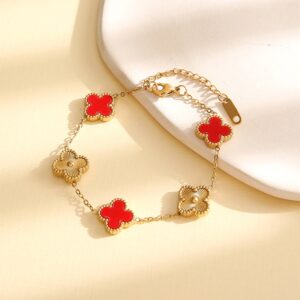 Stainless Steel Laser-Cut Four-Leaf Clover Bracelets