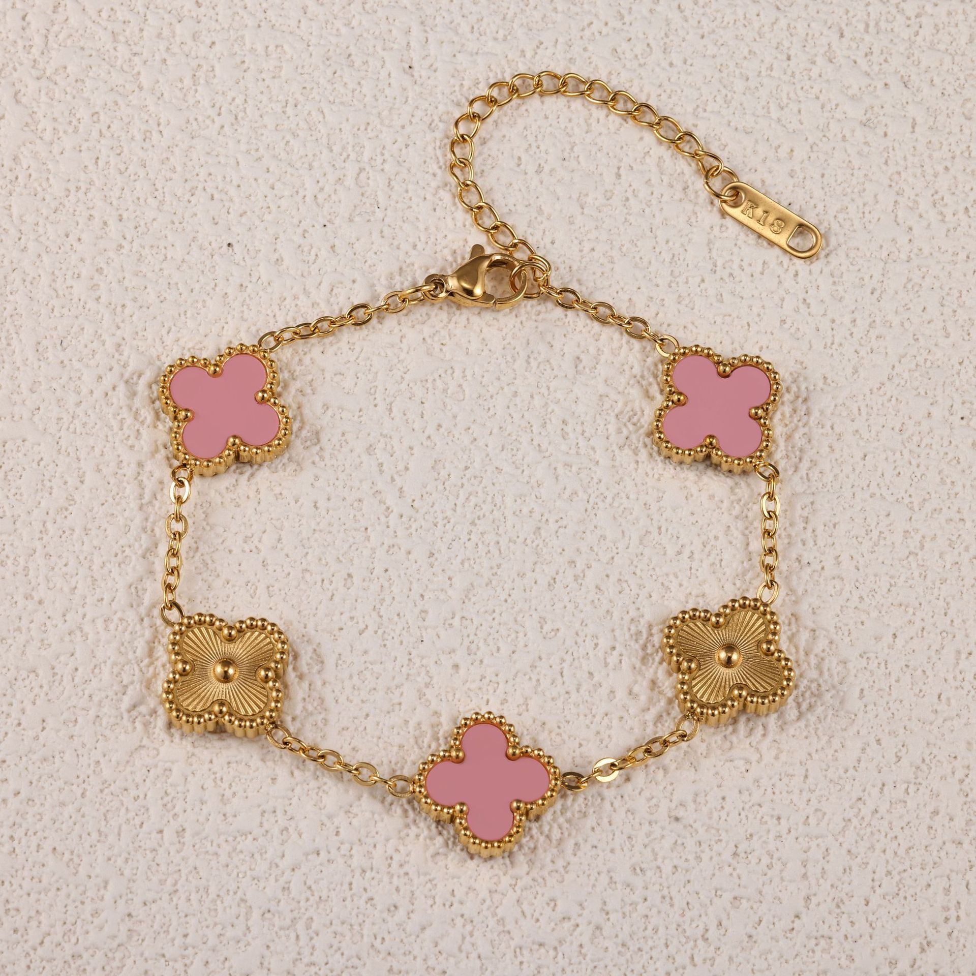 Stainless Steel Laser-Cut Four-Leaf Clover Bracelets - Image 6