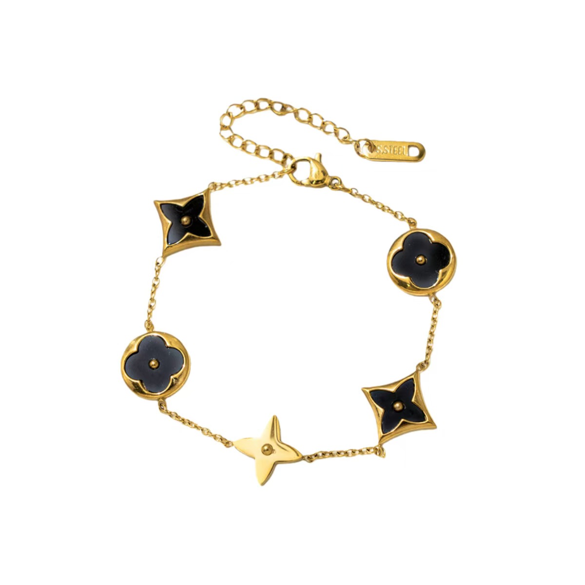 Stainless Steel Vintage Four-Leaf Clover Bracelet - Image 6