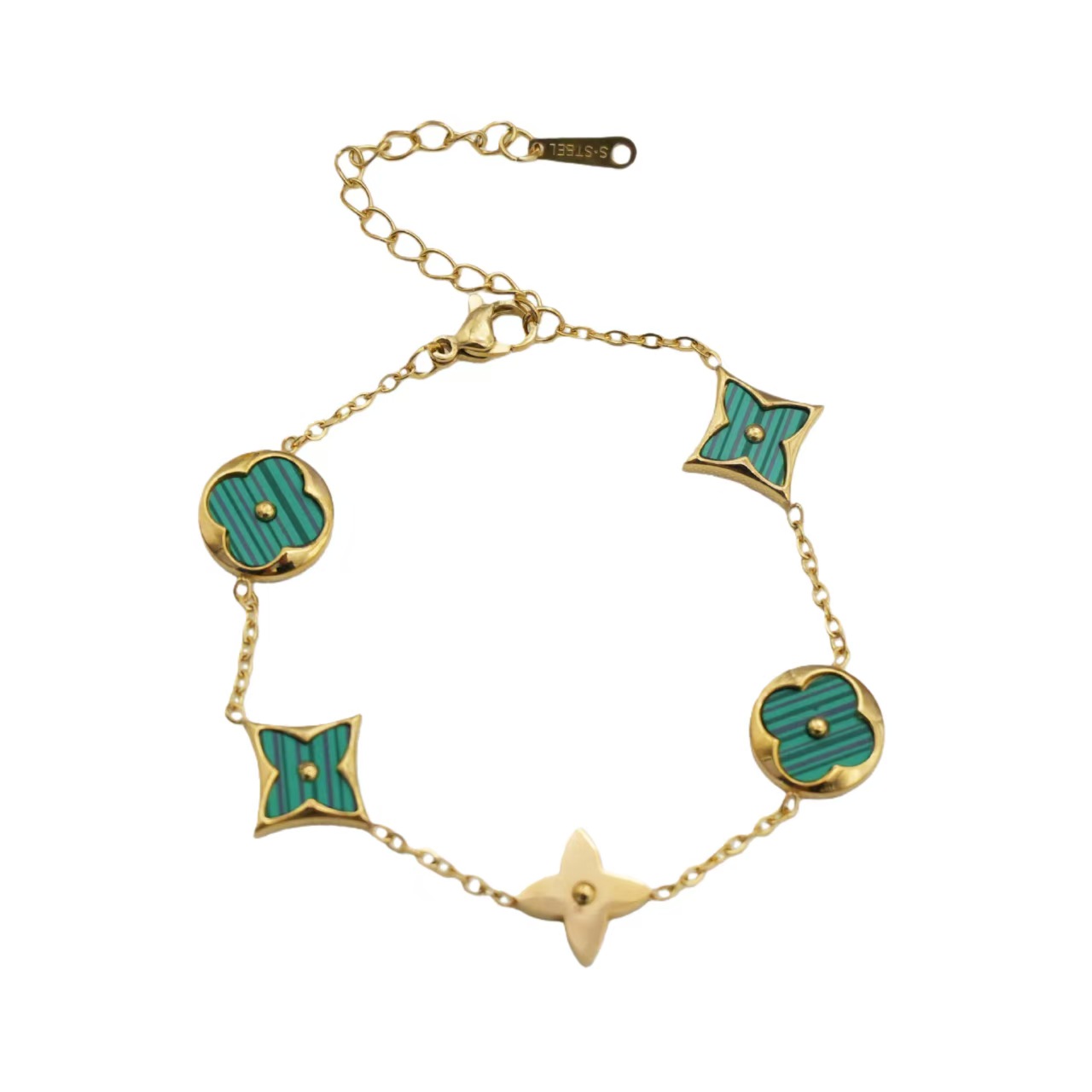 Stainless Steel Vintage Four-Leaf Clover Bracelet - Image 5